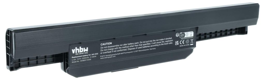 vhbw Akku kompatibel mit Asus K53SC, K53SA, K53S, K53JT, K53SJ, K53SE, K53SD, K53JS, K53JN, K53SK-sx041v, K53SK Notebook (2200 mAh, 14,4 V, Li-Ion)