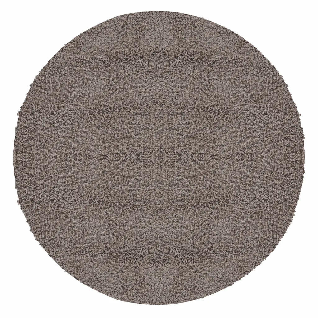 Teppium Tapis Shaggy Rond Beige 80 cm à Poils Longs Doux et Moderne