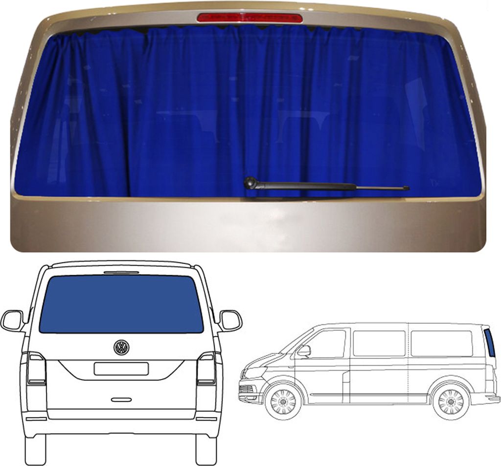 Maß Gardinen für VW T5 Multivan (Fensterrahmen aus Blech) nur für Heckklappe in Blau