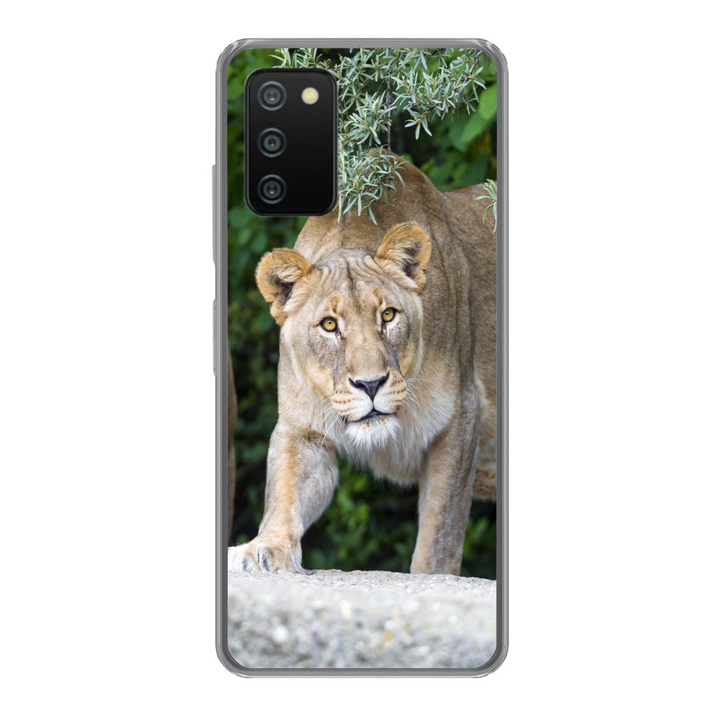 MuchoWow Handyhülle Schutzhülle Hülle für Samsung Galaxy A03s Löwinnen - Wilde Tiere - Jagd Silikon Softcase Handy Hülle - Schutz