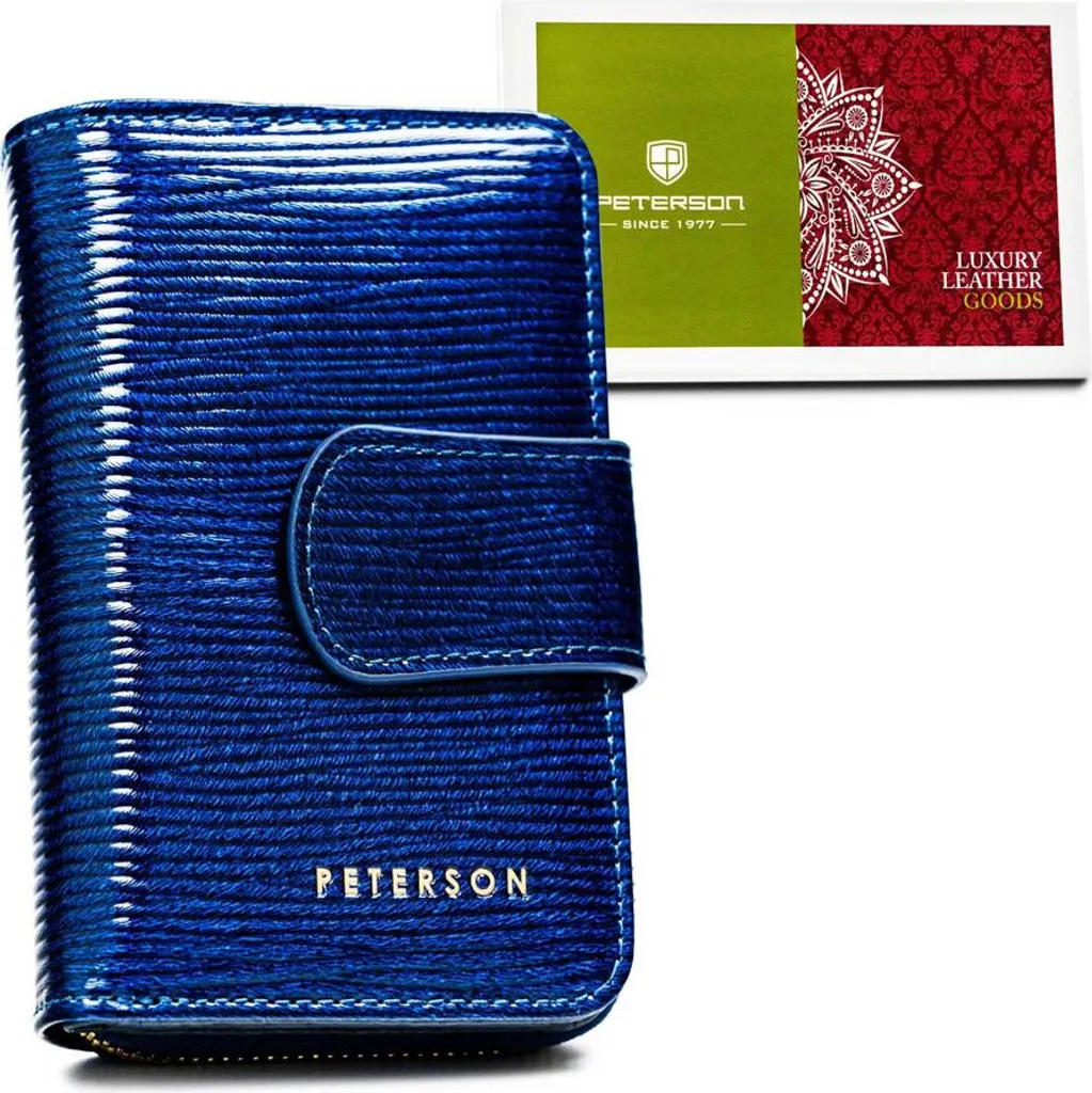 Regalo Perfetto: Portafoglio Peterson Donna Pelle Blu RFID con Box