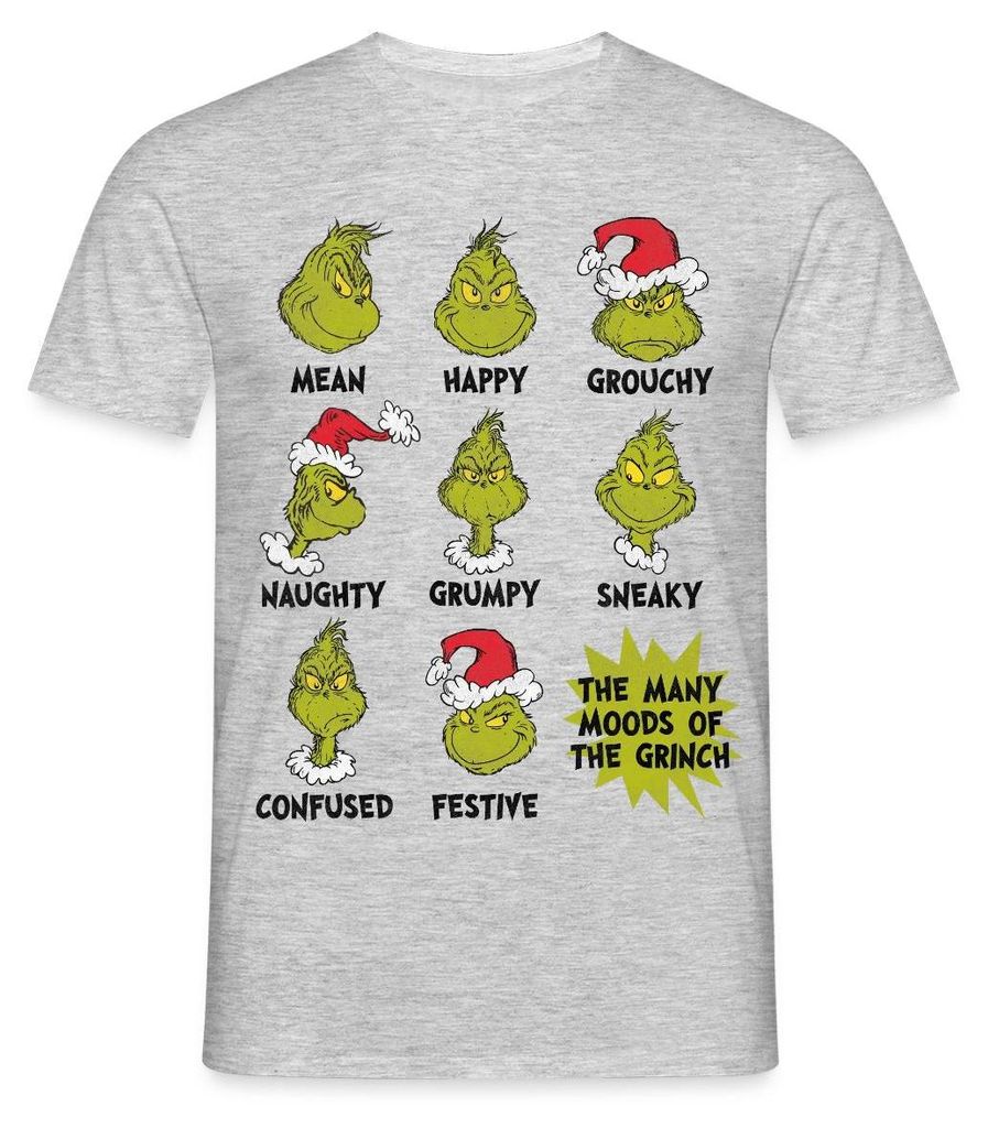 Spreadshirt Der Grinch Moods Of The Grinch Stimmungen Männer T-Shirt, 3XL, Grau meliert
