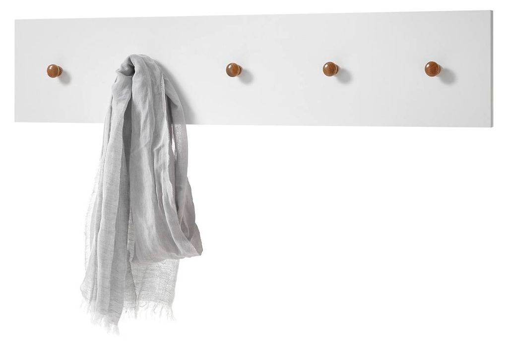 Garderobe Kleiderhaken Flur weiß matt MDF Asteiche furniert Massiv 97 cm Cervin