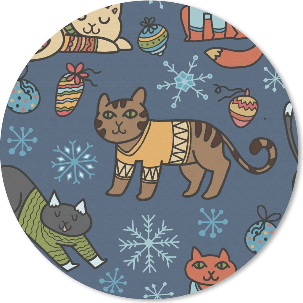 MuchoWow Mauspad Mousepad Katze - Tiere - Weihnachten - Muster 20x20 cm - Mousepads - Maus Mat - Pad - Mausunterlage - Schreibtischmatte