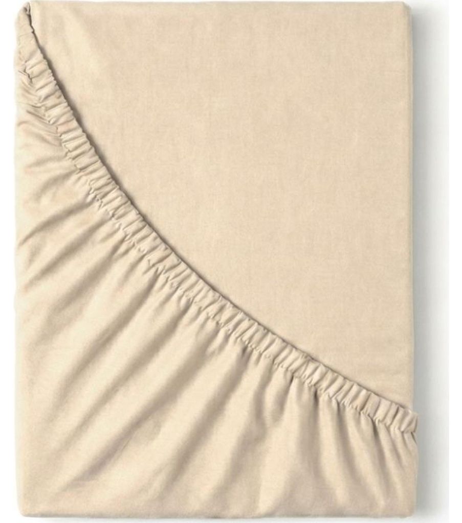 Flanell Spannbettlaken beige 90x200 cm, Einzelbett, wärmeisolierend, für Matratzen bis 15 cm Höhe