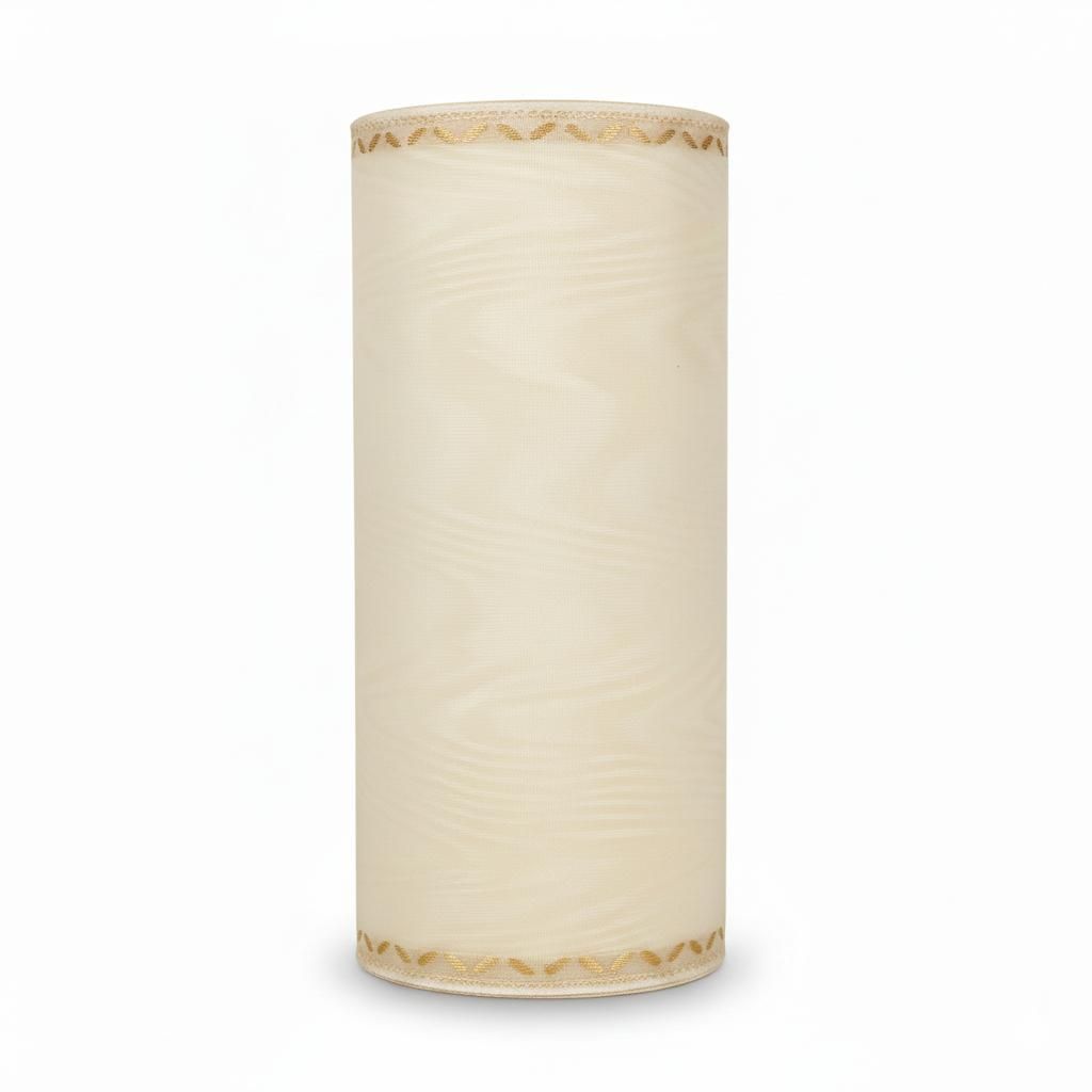 Kranzband Trauerband Schleifenband Moire goldene Webkante 200mm x 25m creme