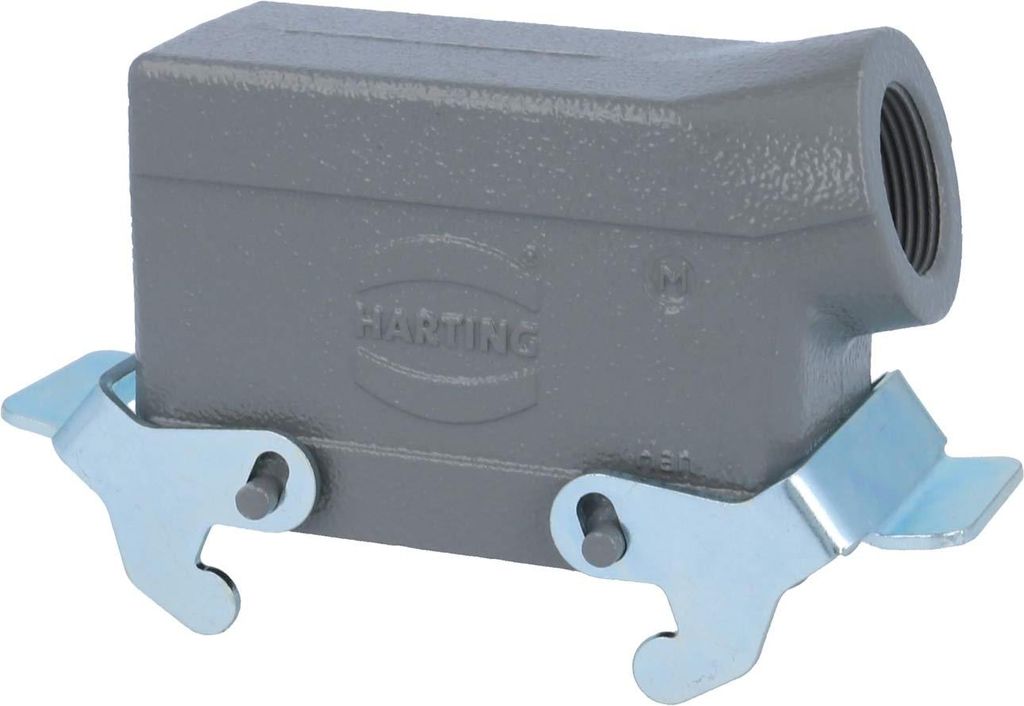 HARTING Han 16B Tüllengehäuse niedrig, 1xM25 seitlicher Kabelabgang, mit 2 Querbügeln Verschraubung M25 Klemmbereich
