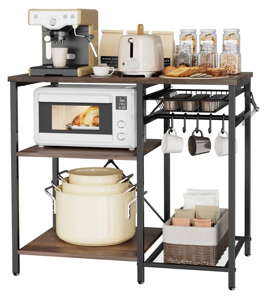 Meuble de rangement boulanger pour cuisine avec 5 crochets amovibles S