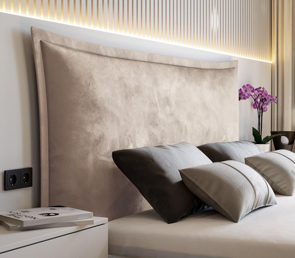 Polsterbett Sofia 140x200 cm mit Bettkasten – Samt Velvet Piano 03 Creme elegantes Kopfteil, Stauraum, Luxus Doppelbett