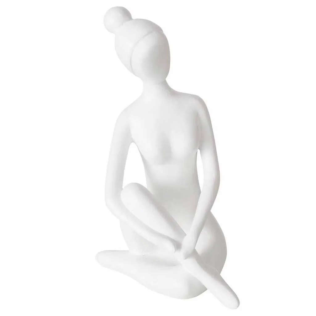 Statuette Yoga 29 cm contre le Stress - Décoration Zen Apaisante Blanche