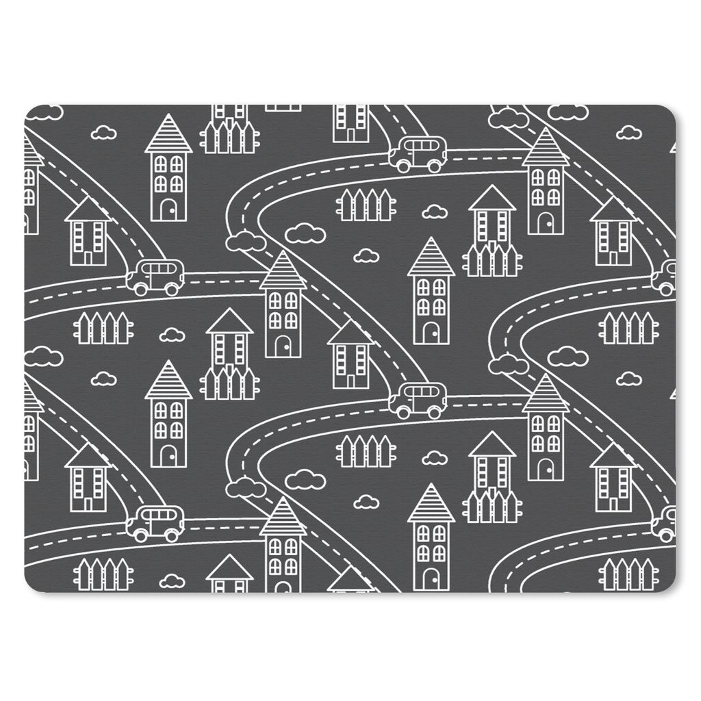MuchoWow Mauspad Mousepad Muster - Haus - Auto 23x19 cm - Mousepads - Maus Mat - Pad - Mausunterlage - Schreibtischunterlage - Mauspad