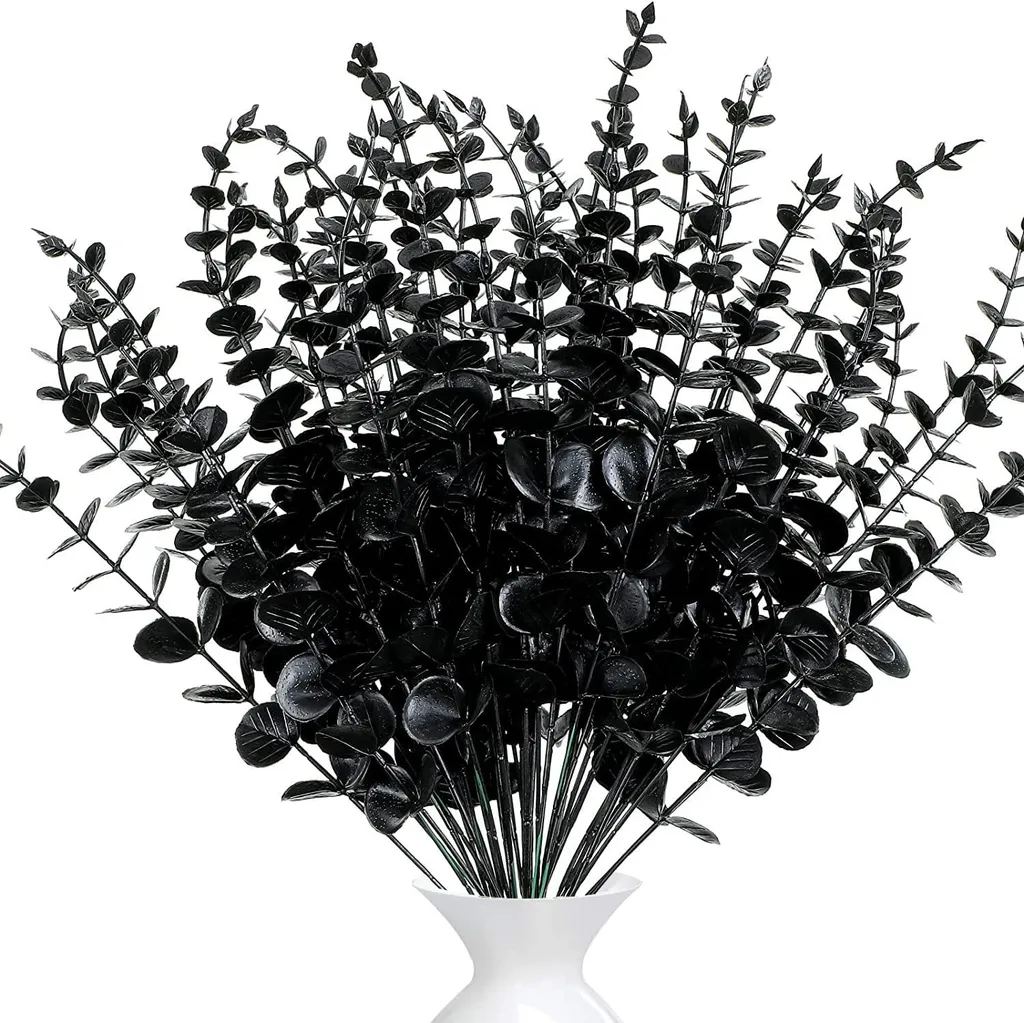 Eucalyptus artificiel noir en lot de 20 tiges pour bouquet de mariage