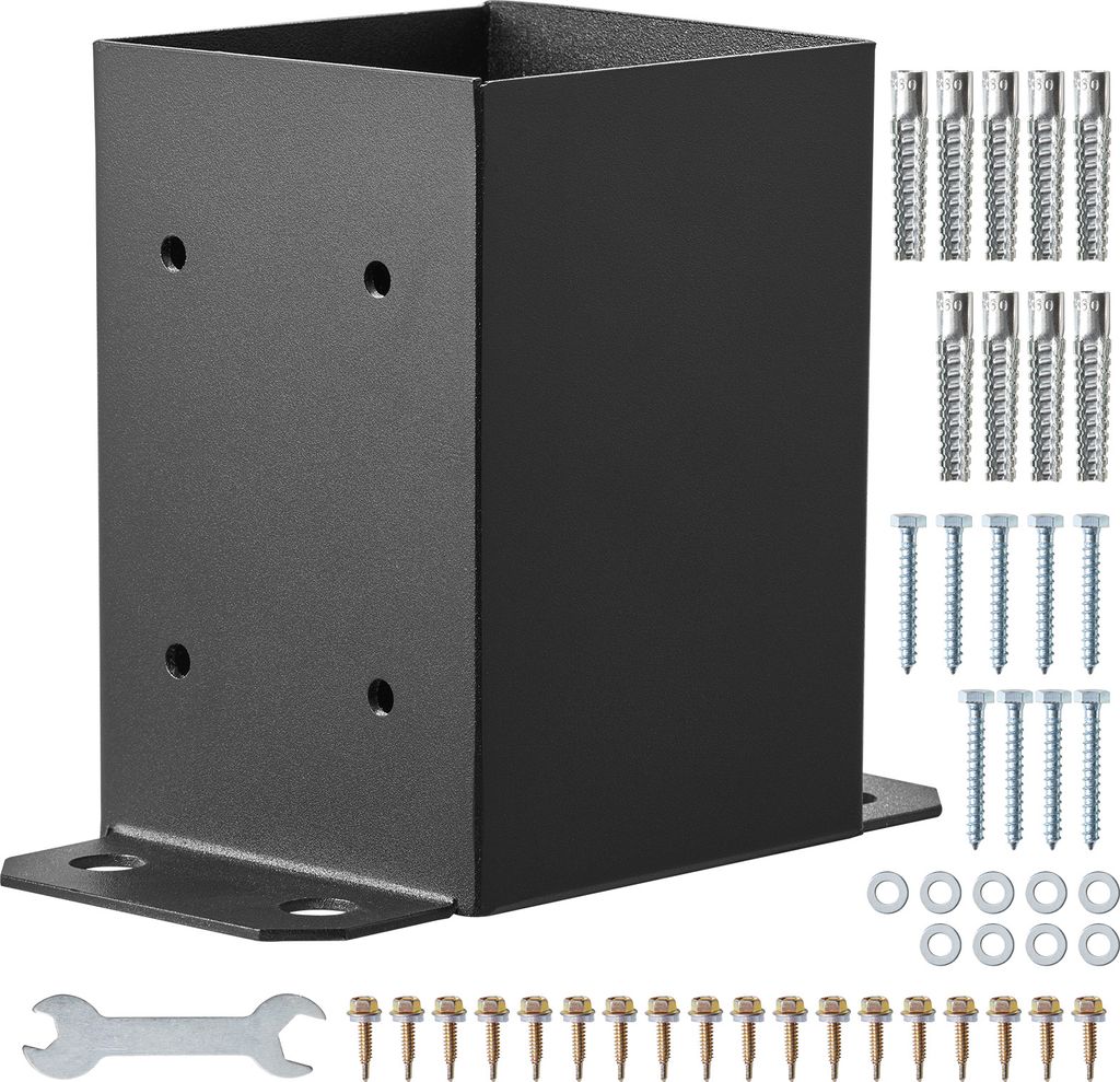 SucceBuy 101,6 x 101,6 mm Pfostensockel, 2er-Set, 91 x 91 mm Innenmaß, robuste pulverbeschichtete Pfostenankerhalterungen, mattschwarze Holzpfoste...