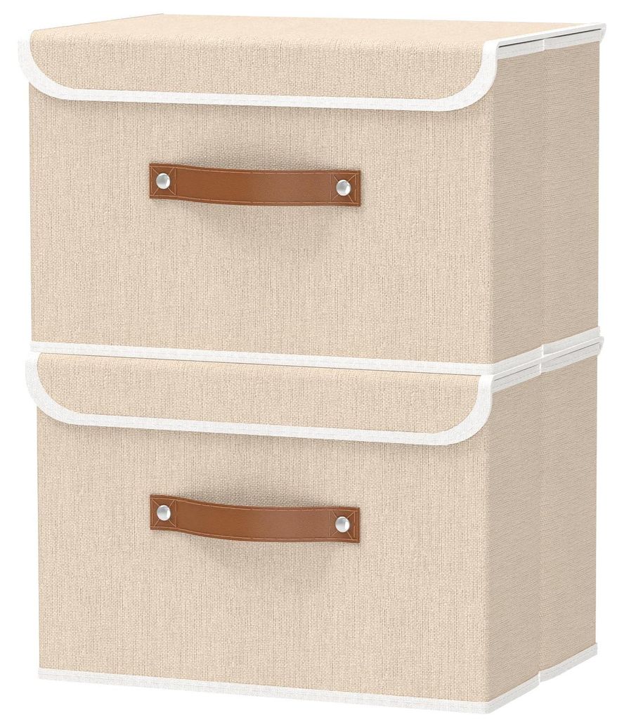 Zweiteilige Aufbewahrungsbox, Aufbewahrungskisten mit Deckel, Aufbewahrungswürfel aus Stoff mit Griff, Stauraum für Kleidung im Schlafzimmer, 44 ...