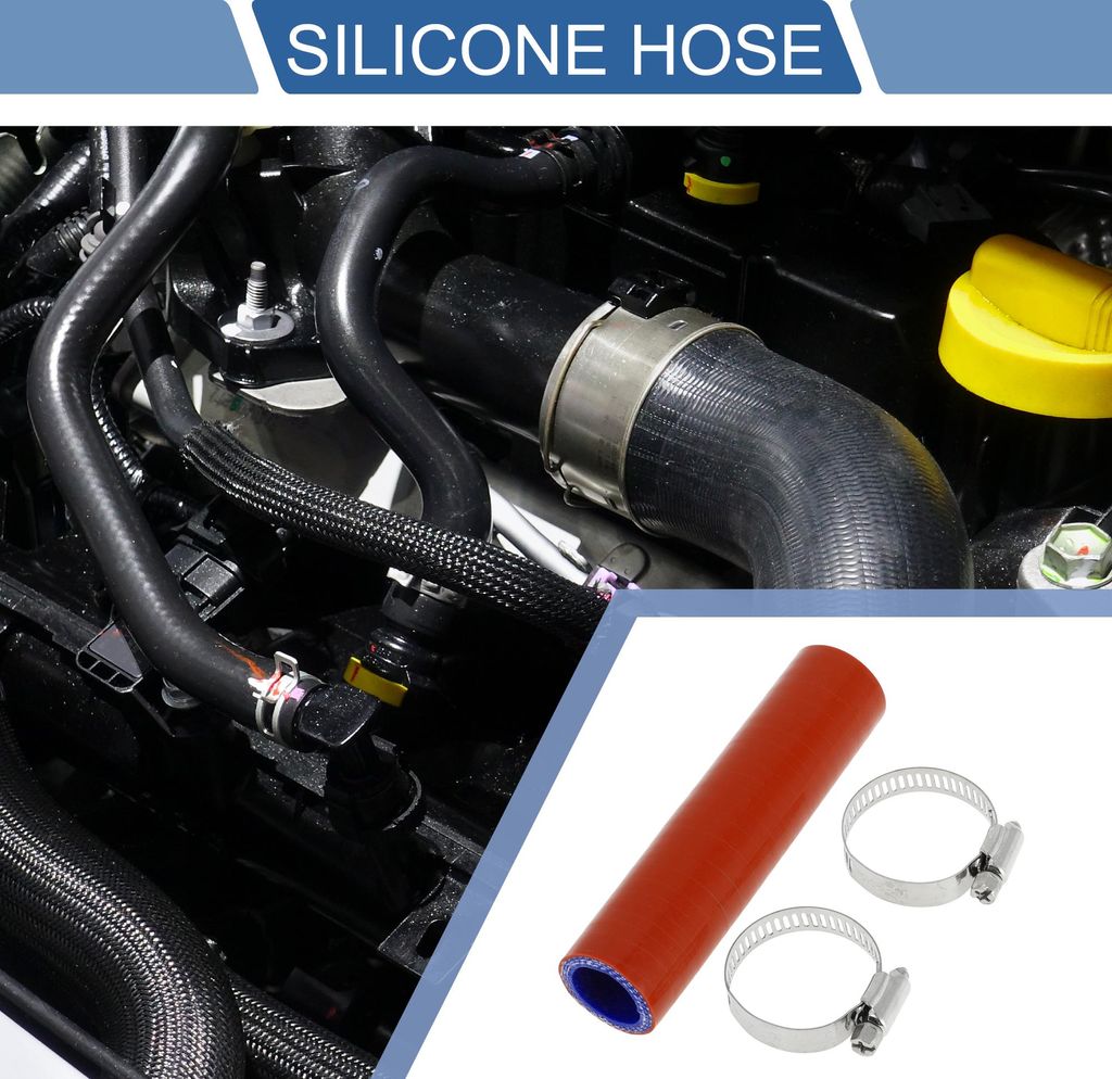 1 Satz 22mm/0,87" ID 127mm/5" Länge 0 Grad Rot Blau Auto Silikonschlauch mit Schellen Kühlmittelschlauch Universal