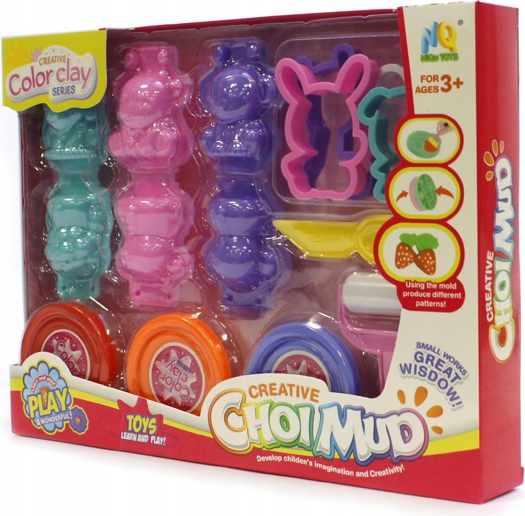Knetmasse Set mit Zubehör & Formen - 3x Knete Bunt - Kreativset für Kinder Spielzeug