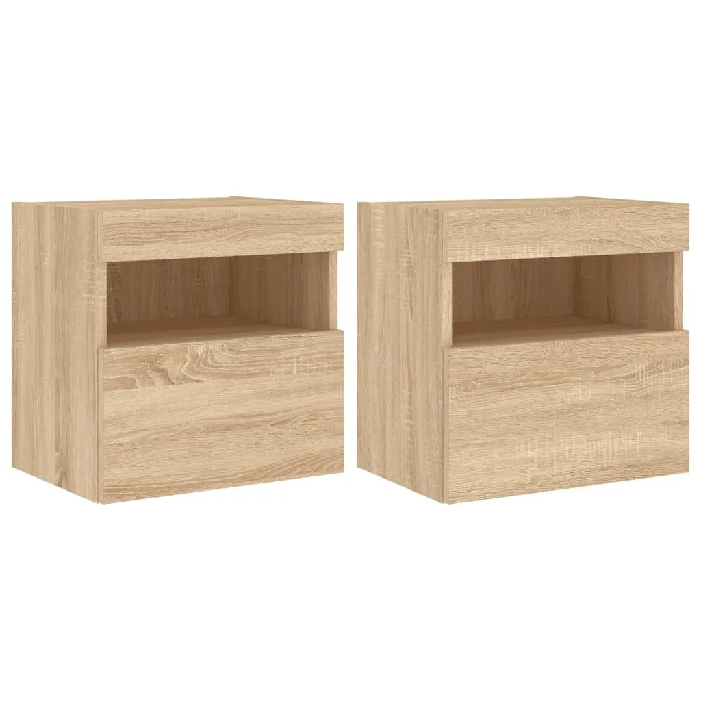 Mobili TV Parete LED Rovere Sonoma 2pz - Salvaspazio e Funzionali