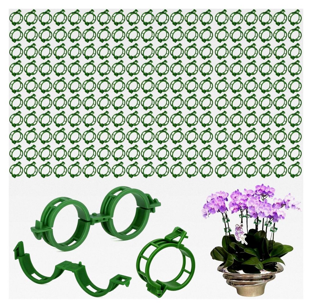 Pflanzenclips 200 Stück - Wiederverwendbare Klammern aus Kunststoff für Tomaten, Gurken und Kletterpflanzen | Rankhilfen für Garten und Balkon