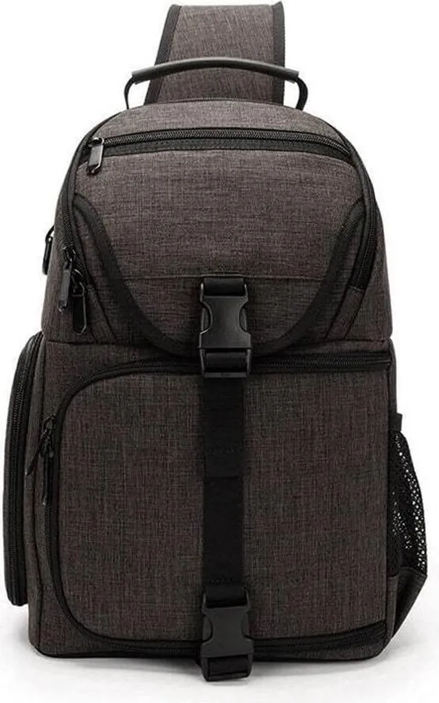 Sac photo bandoulière gris rembourré avec compartiments modulables