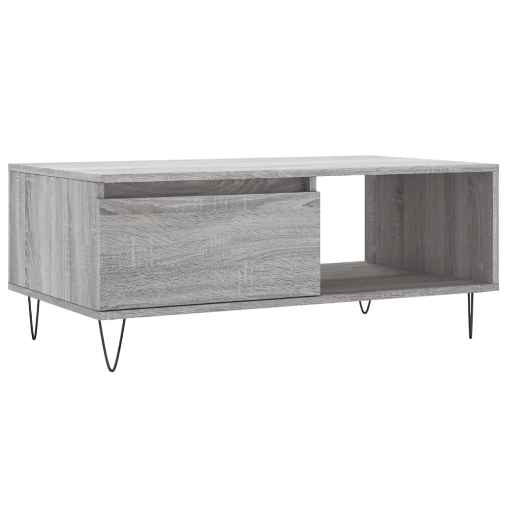 Tavolino in Materiale Ligneo Grigio Sonoma | 90x50 cm Design Moderno