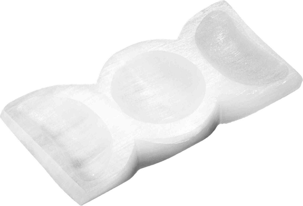 Selenit Dreifach Schale 14x7cm – Dreifach Schale für Produktbild 