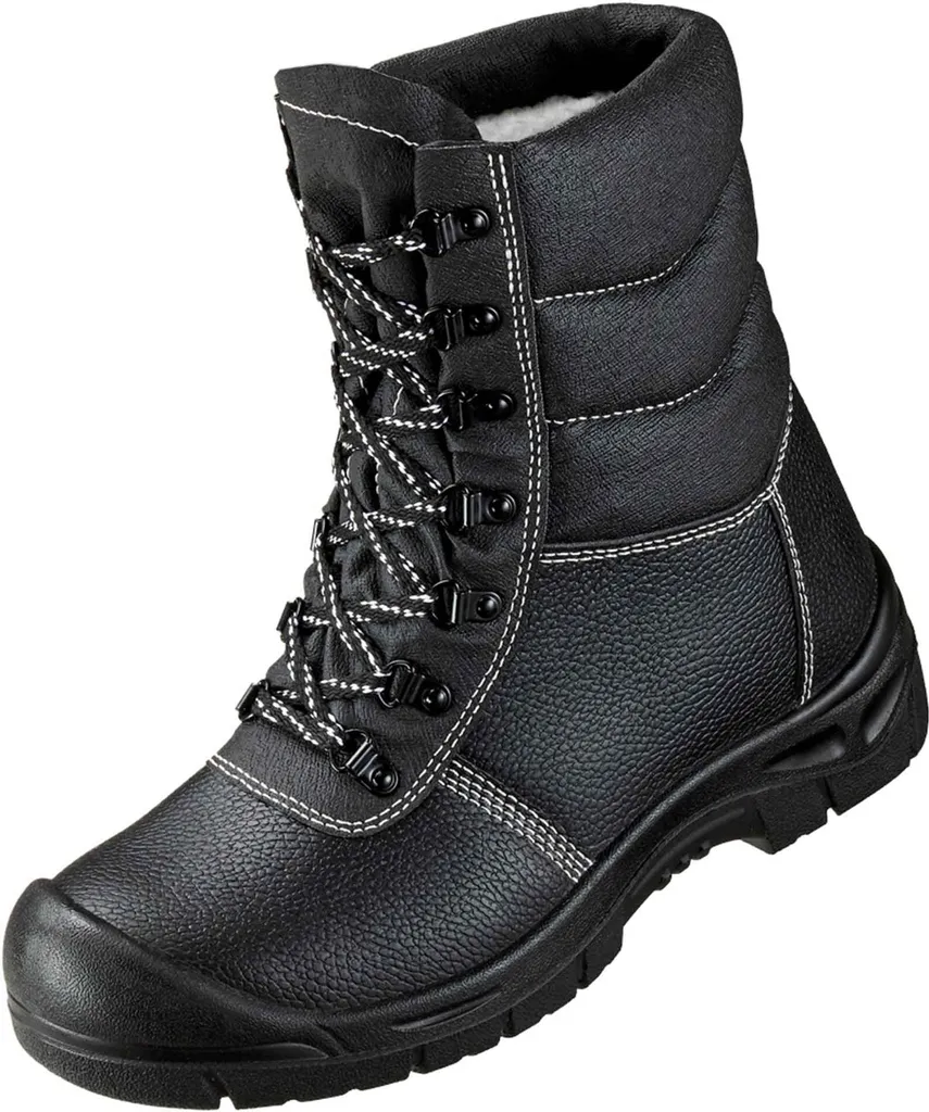 Chaussures de travail S3 en cuir noir imperméable avec doublure hivernale