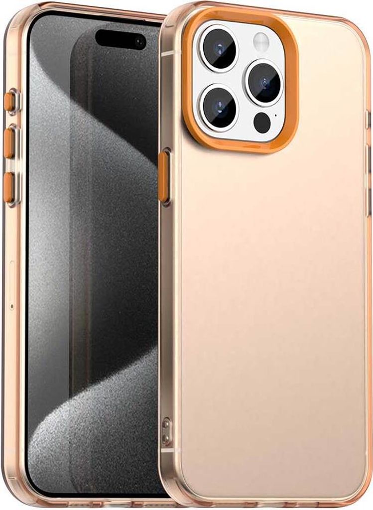 Handyhülle für iPhone 15 Pro Schlank Durchscheinend Matt Stoßfest Schutzhülle Orange