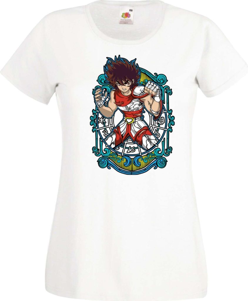Damen T-Shirt Saint Anime Seiya Pegasus Var-011 Pegasus Knight, Lady XS / Weiß