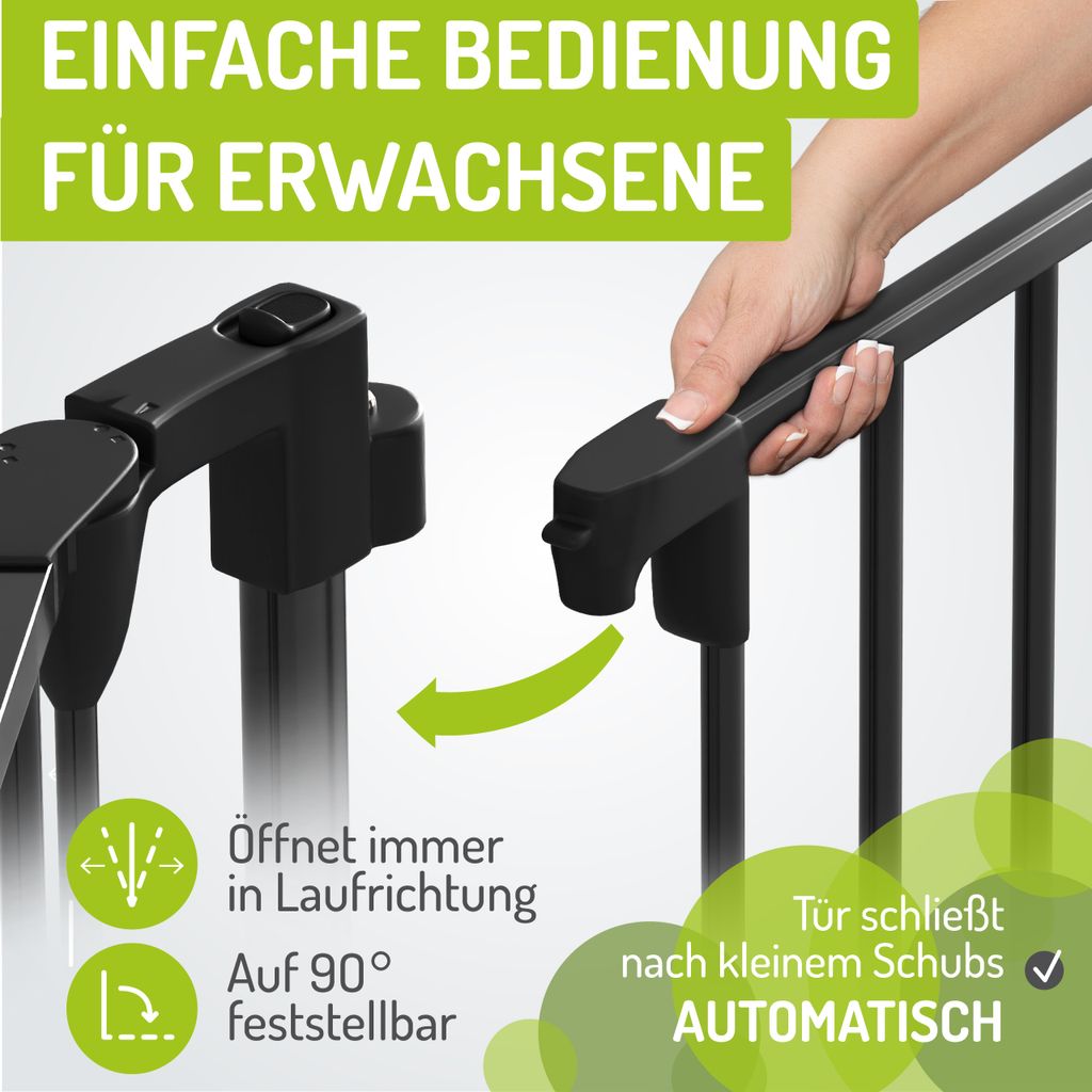 BOMI® Kinderschutzgitter Milo in Schwarz bis 525 cm | 90° Produktbild 4