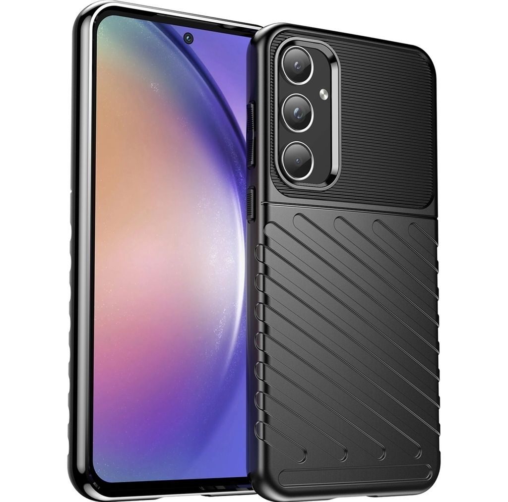 Mobigear Groove Samsung Galaxy A55 Hülle Flexibles TPU Backcover - Schwarz