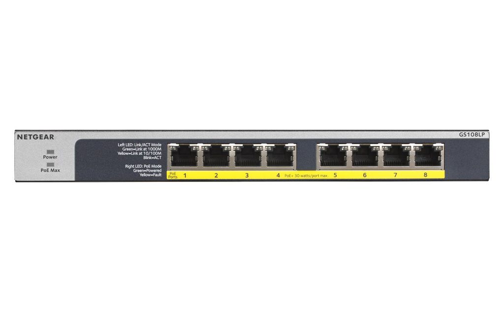 Netgear Switch GS108LP-100EUS 8p PoE 60W Produktbild 