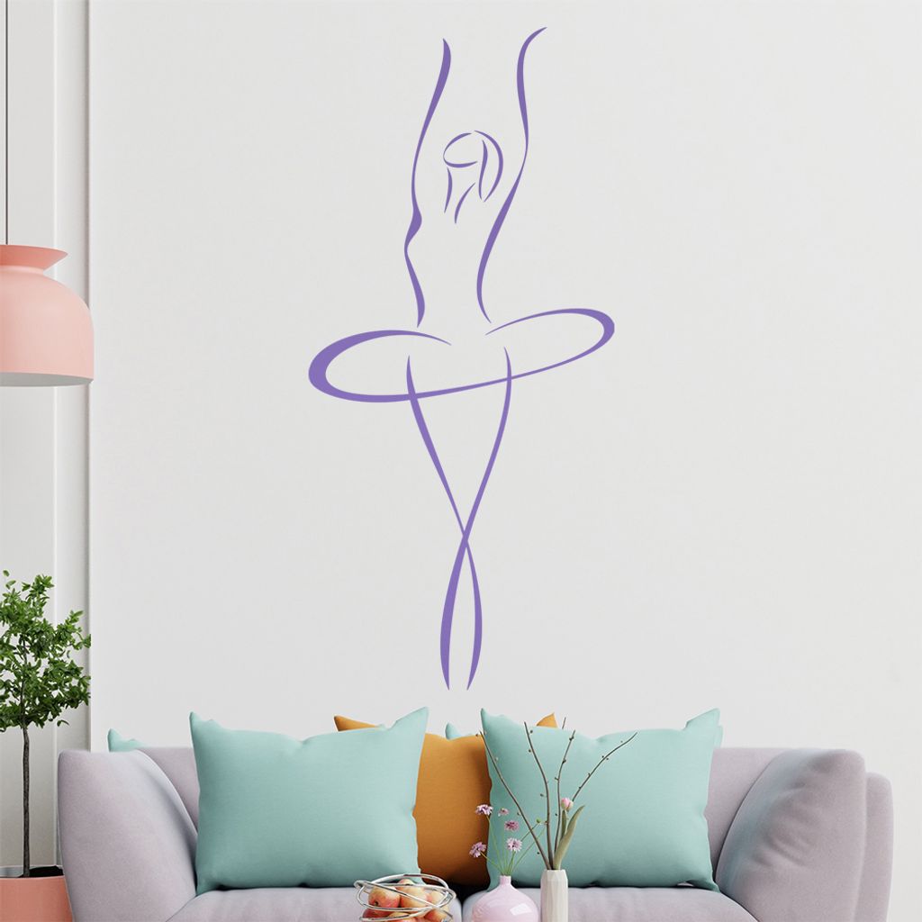 Balletttänzerin - Linien Wandtattoo in 6 Größen - Wandaufkleber Wall Sticker - Dekoration, Küche, Wohnzimmer, Schlafzimmer, Badezimmer