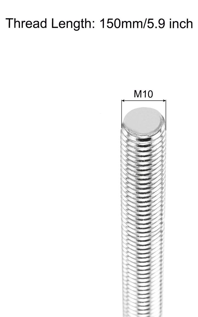 2 Stš¹ck Gewindestange M10 x 150mm x 1.5mm Gewindestab Edelstahl 304 Gewindestifte mit Muttern Vollgewindestange V2A Gewindebolzen fš¹r M?bel M...