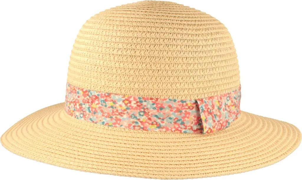 Cappello di paglia per bambini arrotolabile con fascia a fiori di Hut Breiter