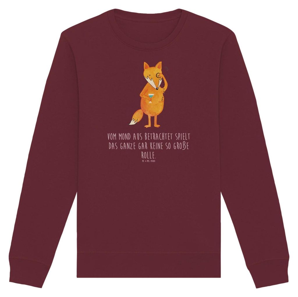 Mr. & Mrs. Panda Baumwoll Pullover Fuchs Lord Größe L - Burgundy - Geschenk, Sweatshirt, Schick, Motivation Spruch, Neugierig, Sweater, Pulli, Mo...