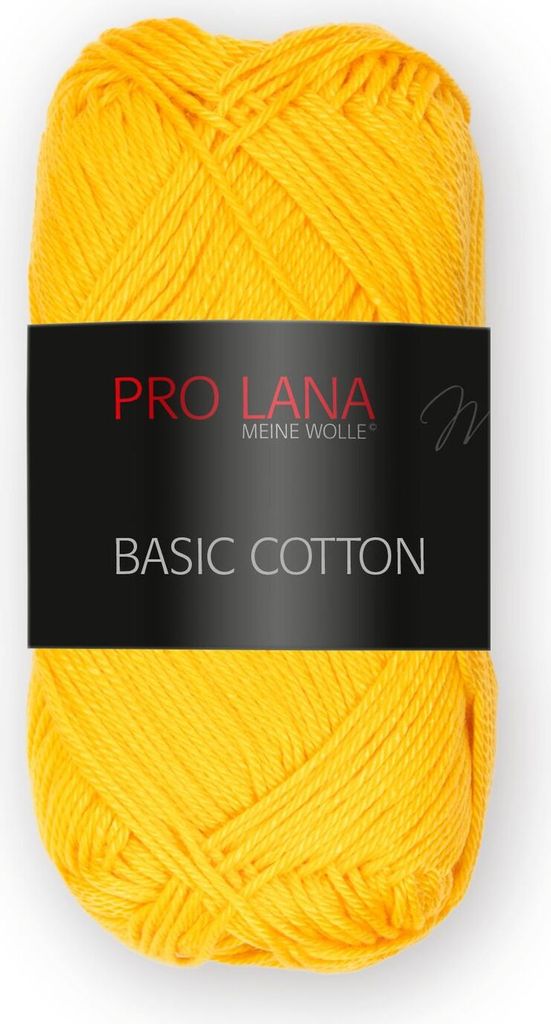 Pro Lana BASIC Baumwolle Baumwollgarn 50 g ideal für Kleidung, Spielzeug, Accessoires 125 m Farbe 122 - sonnengelb
