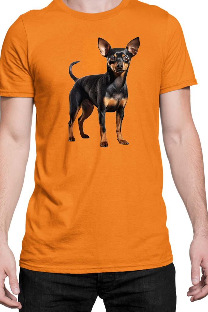 Herren T-Shirt Dogs Breeds Miniature Pinscher Dog Breed 005, Man 2XL / Orange