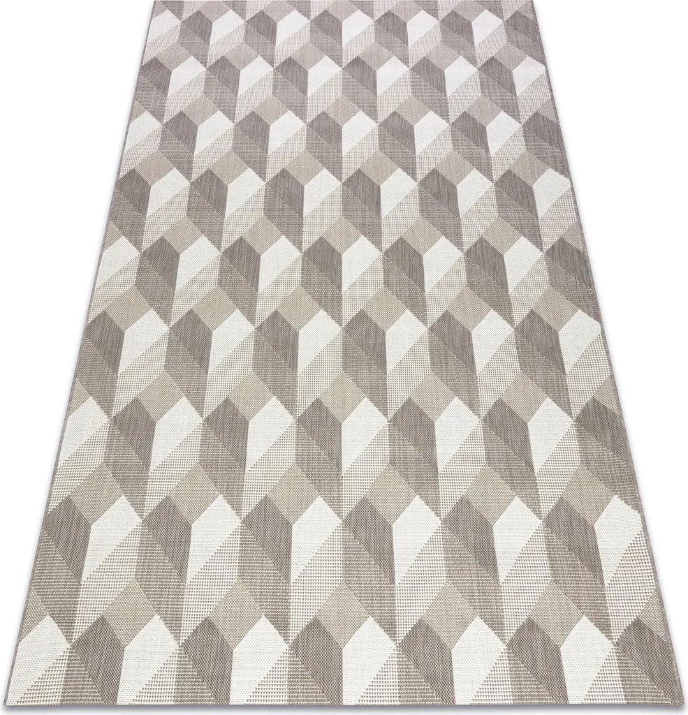 Tapis de salon aspect sisal beige à motifs géométriques 120x170 cm