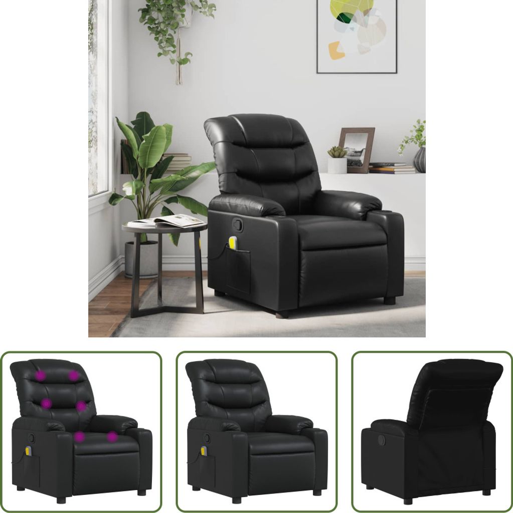 The Living Store Massagesessel Schwarz Kunstleder