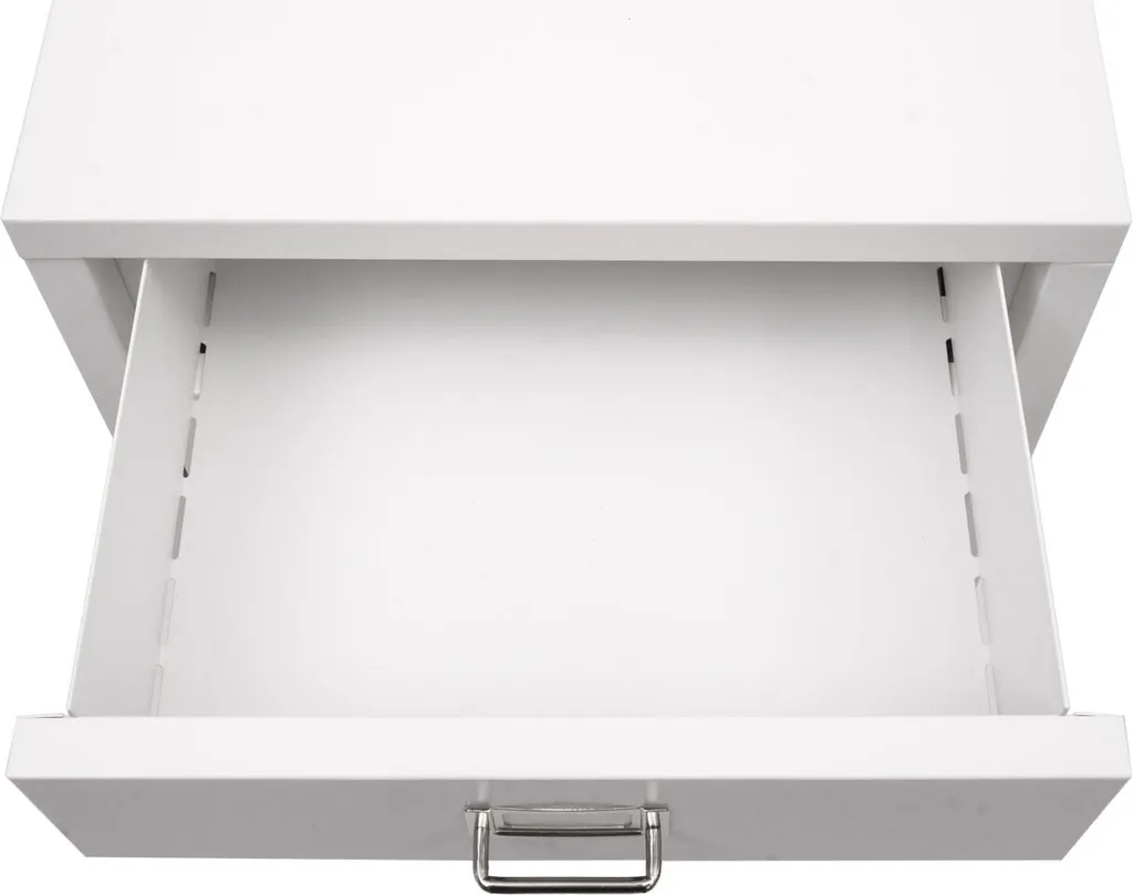 Organiseur de bureau mobile 4 tiroirs blanc, caisson acier pour dossier