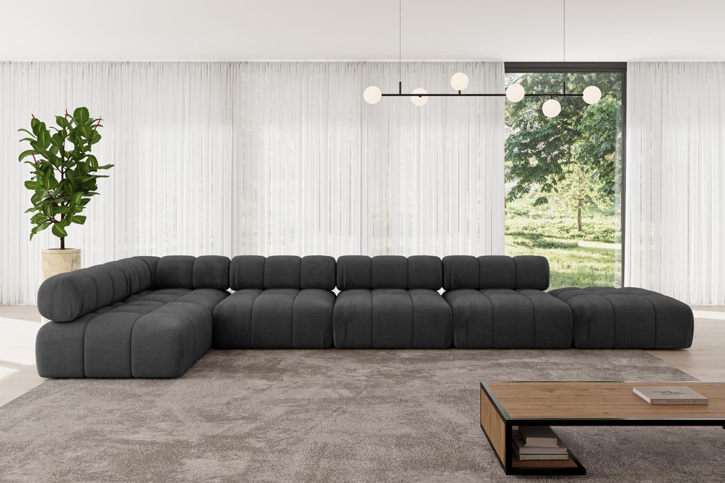 ALTDECOR Modulares Sofa Ecksofa in L-Form - Favio-L3 - 475x190x70 cm Schwarz universal, links/rechts Corner modular Sofa Eckcouch Couch Wohnlandsch...