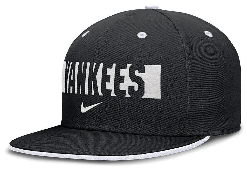 Nike Mlb New York Yankees Primetime Dri-fit True Structured Round Bill Fitted Kappe Schwarz 7 1/4 Schwarz 7 1/4