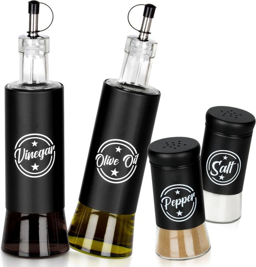 Vilde | Öl- Und Essigflaschen - 2 Stück - 300 Ml - Glas - Salzstreuer und Pfefferstreuer im Set