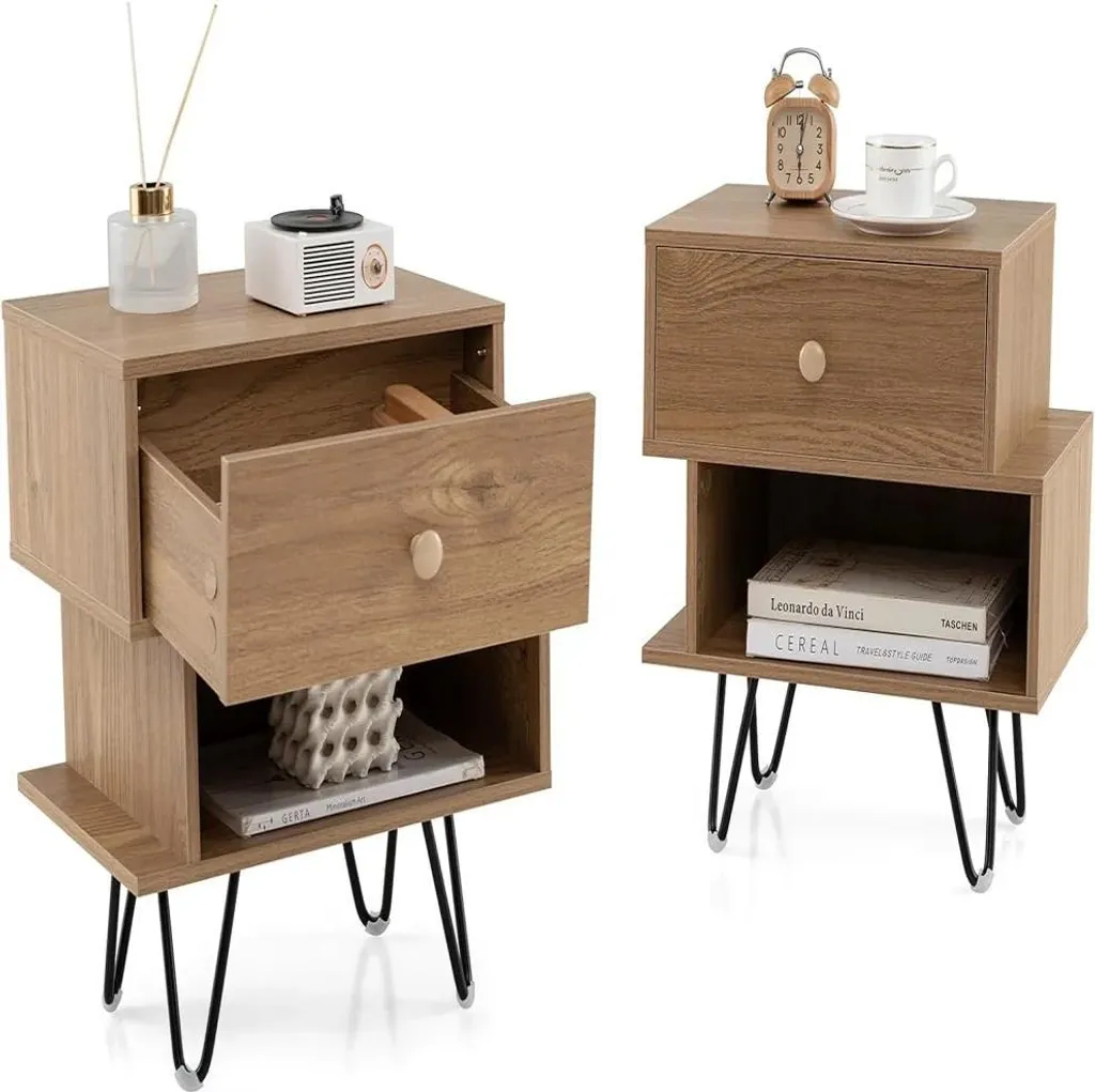 Petites Tables d'Appoint Salon ou Chambre - Lot de 2 Design Naturel