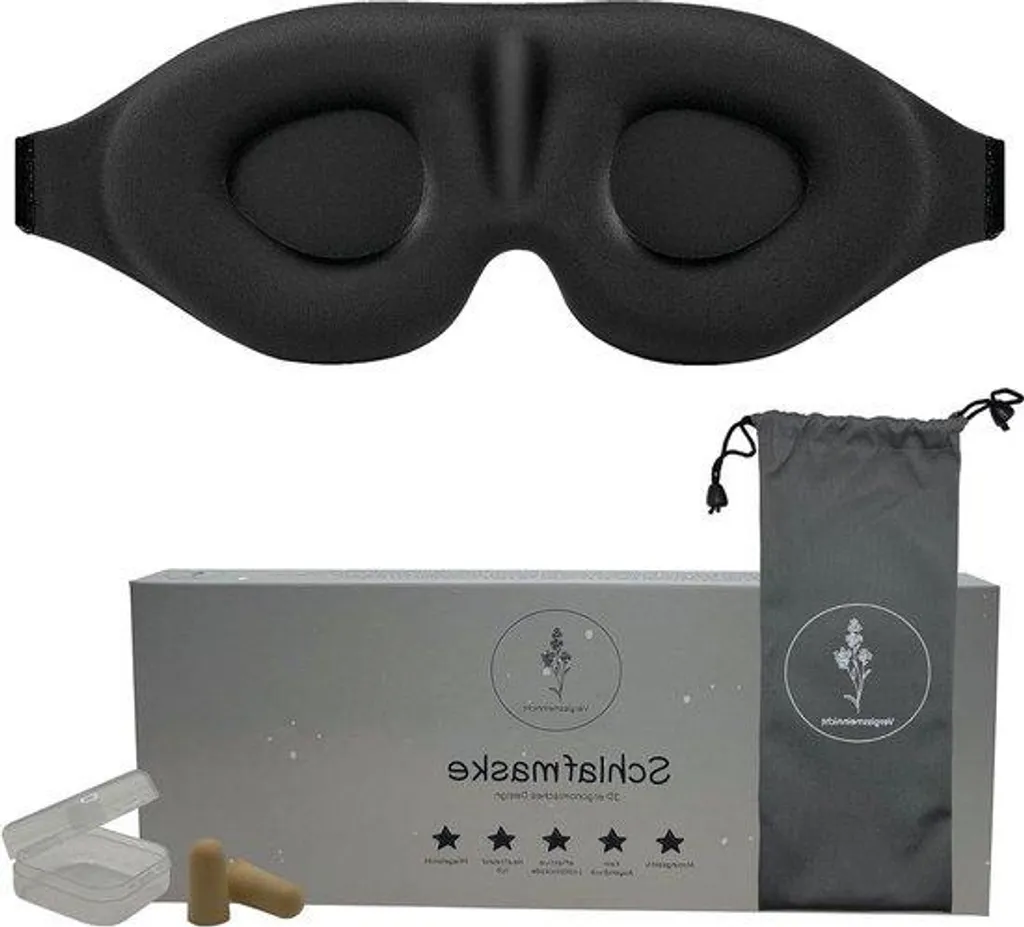 Masque de sommeil 3D noir pour dormeurs sur le côté occultation totale