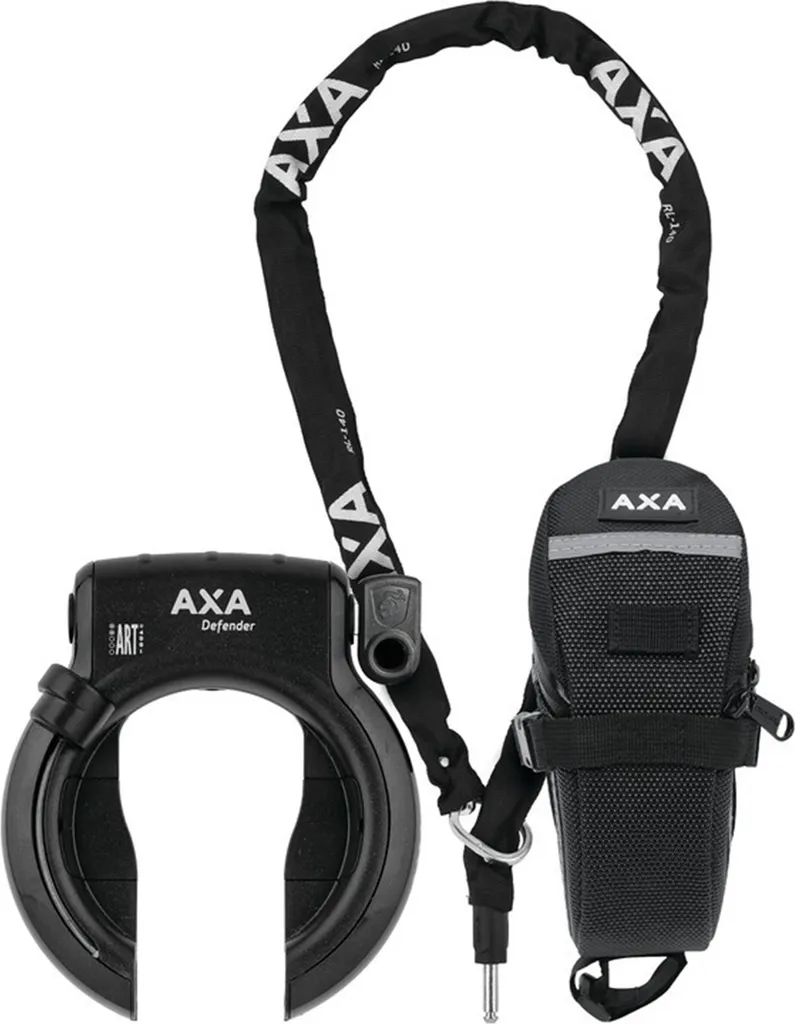 Kit Antivol AXA Defender Noir avec Chaîne RLC 140 cm et Sacoche Outdoor