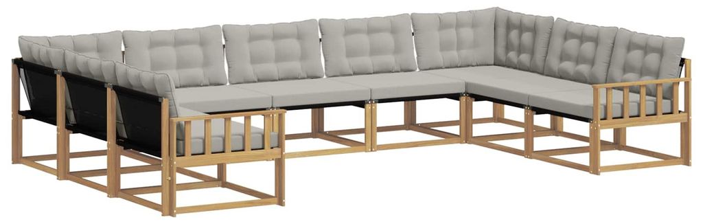 vidaXL Outdoor-Sofagarnitur mit Kissen 9 pcs Weiß und Hellgrau