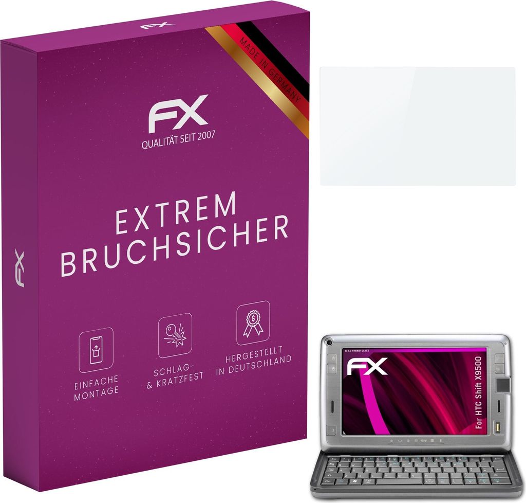 atFoliX FX-Hybrid-Glass Displayfolie kompatibel mit HTC Shift X9500 Glasfolie