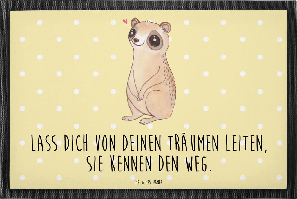 Mr. & Mrs. Panda fußmatte Plumplori Glücklich 40 x 60 cm - Gelb Pastell - Geschenk, Schmutzfänger, Niedlich, Fußabstreifer, Lustige Sprüche, S...