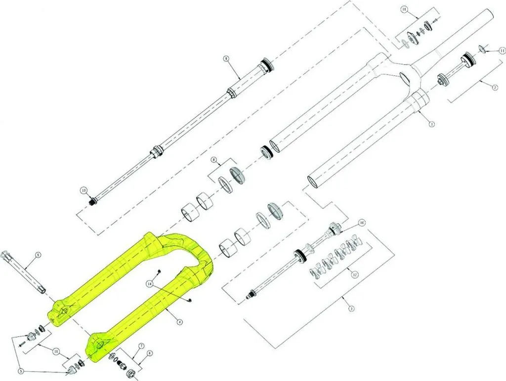 Unité tube plongeur VTT Manitou Mezzer 27.5 pour réparation de fourche